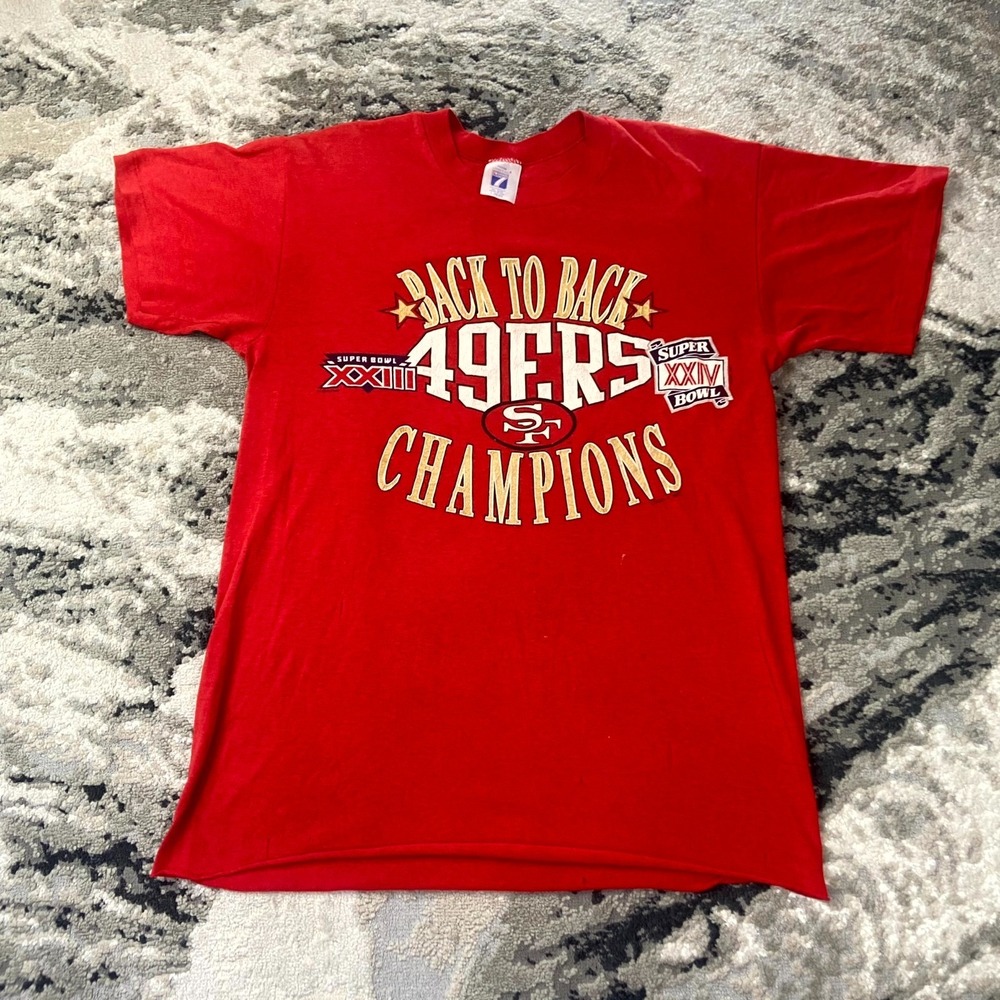 VTG 1986‎ San Francisco 49ers T Shirt Sz L Logo 7 Football Super Bowl Champions